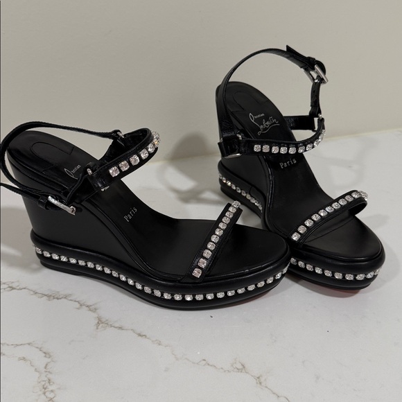 Christian Louboutin Pyrastrass 110mm leather wedge sandal with crystals size 40 - Picture 5 of 12